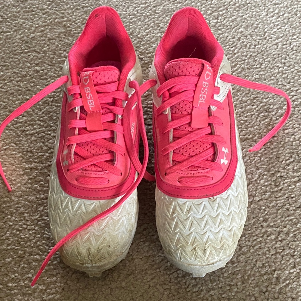 Under Armour Pink and White Baseball/Softball Cleats